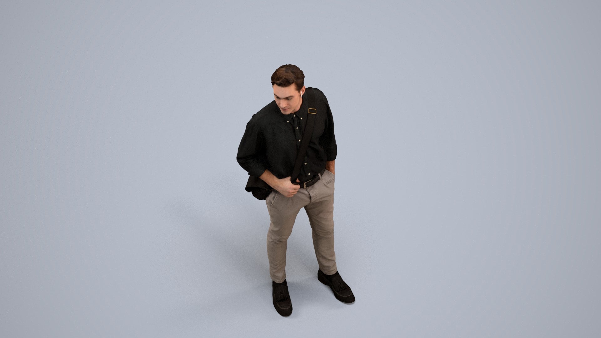 scanned 3D man casual standing, photogrammetry people for Enscape and V-Ray, back view render