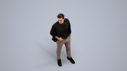 scanned 3D man casual standing, photogrammetry people for Enscape and V-Ray, back view render
