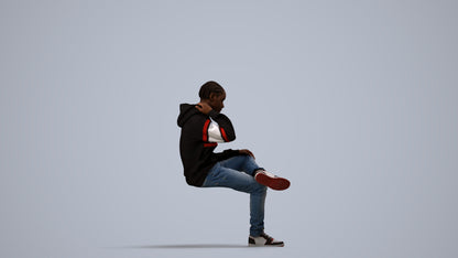 3D scanned boy kids casual, photorealistic archviz people for Enscape and SketchUp, side view render