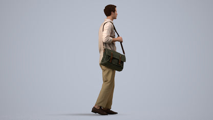 photogrammetry 3D man casual walking, realistic human model archviz FBX, side view render