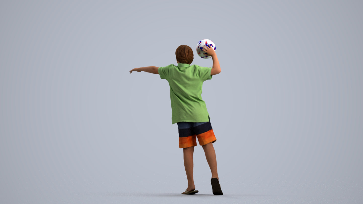 3D people model boy sport kids, scanned human for 3ds Max rendering, front view render