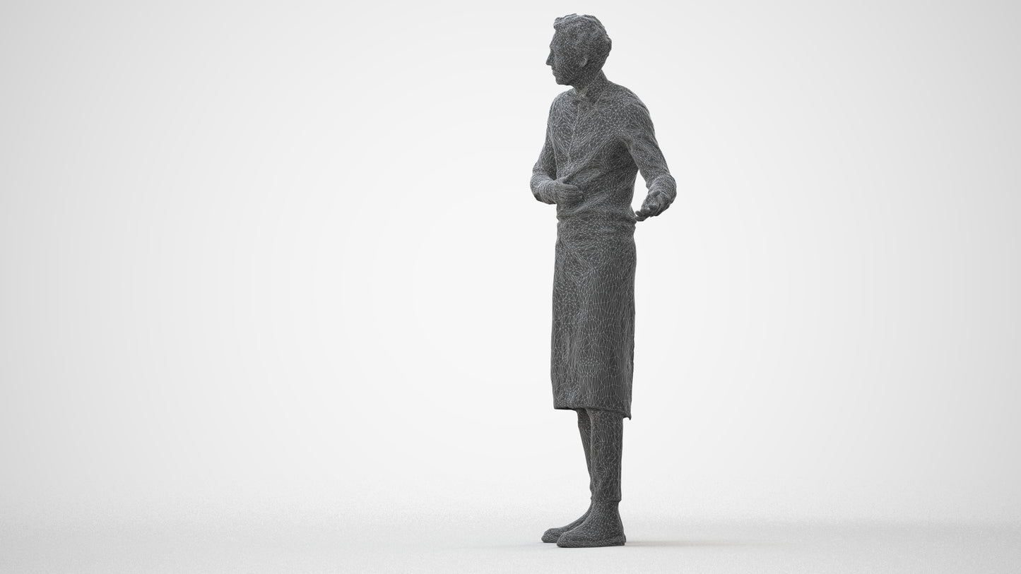3D human model man hospitality, photogrammetry scanned person for archviz, square thumbnail