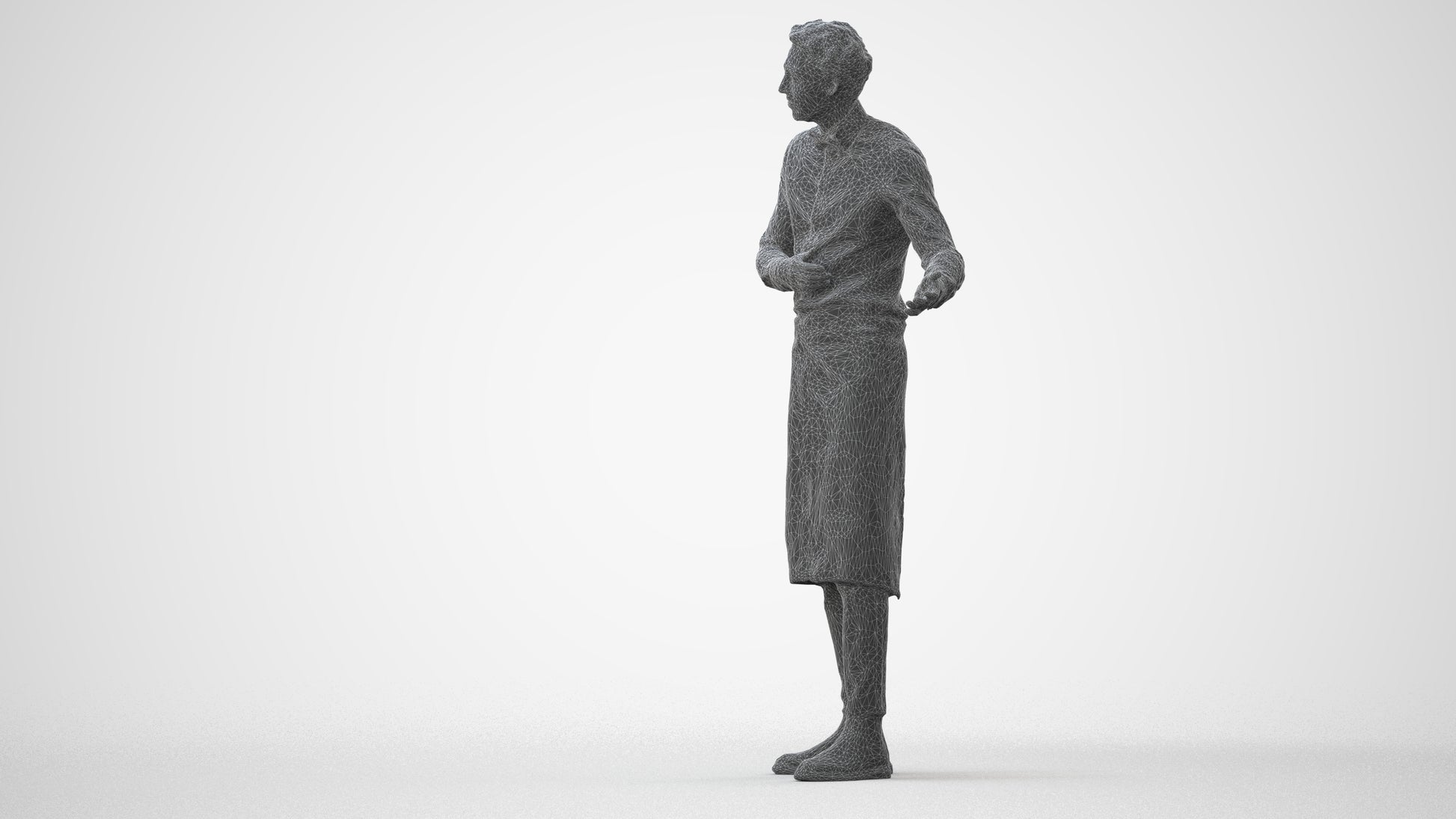3D human model man hospitality, photogrammetry scanned person for archviz, square thumbnail