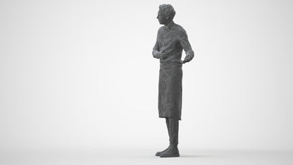 3D human model man hospitality, photogrammetry scanned person for archviz, square thumbnail