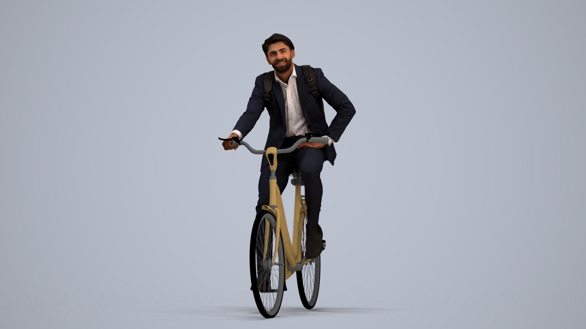 3D people model man business cycling, scanned human for 3ds Max rendering, standing pose render