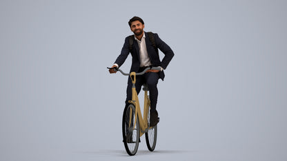 3D people model man business cycling, scanned human for 3ds Max rendering, standing pose render