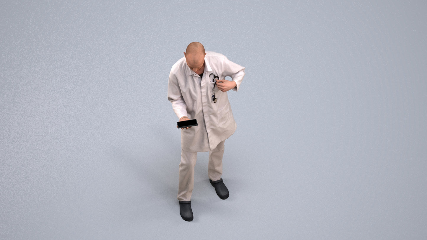 photogrammetry 3D man medical, realistic human model archviz FBX, back view render