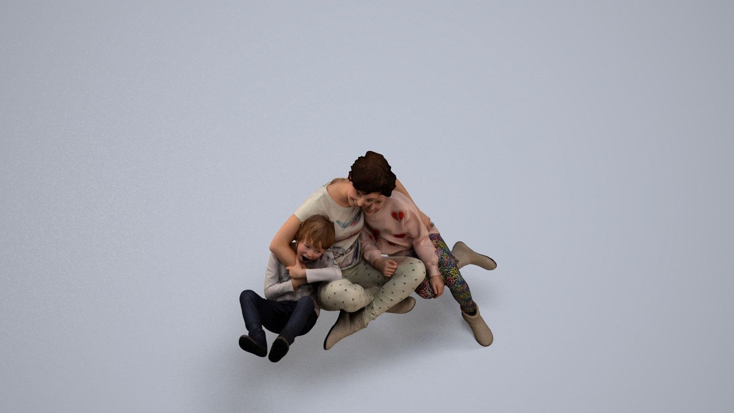 realistic 3D girl casual kids, scanned archviz people for Blender and 3ds Max, back view render