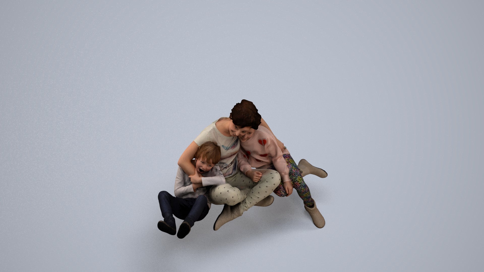 realistic 3D girl casual kids, scanned archviz people for Blender and 3ds Max, back view render