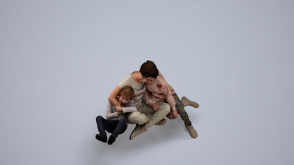 realistic 3D girl casual kids, scanned archviz people for Blender and 3ds Max, back view render