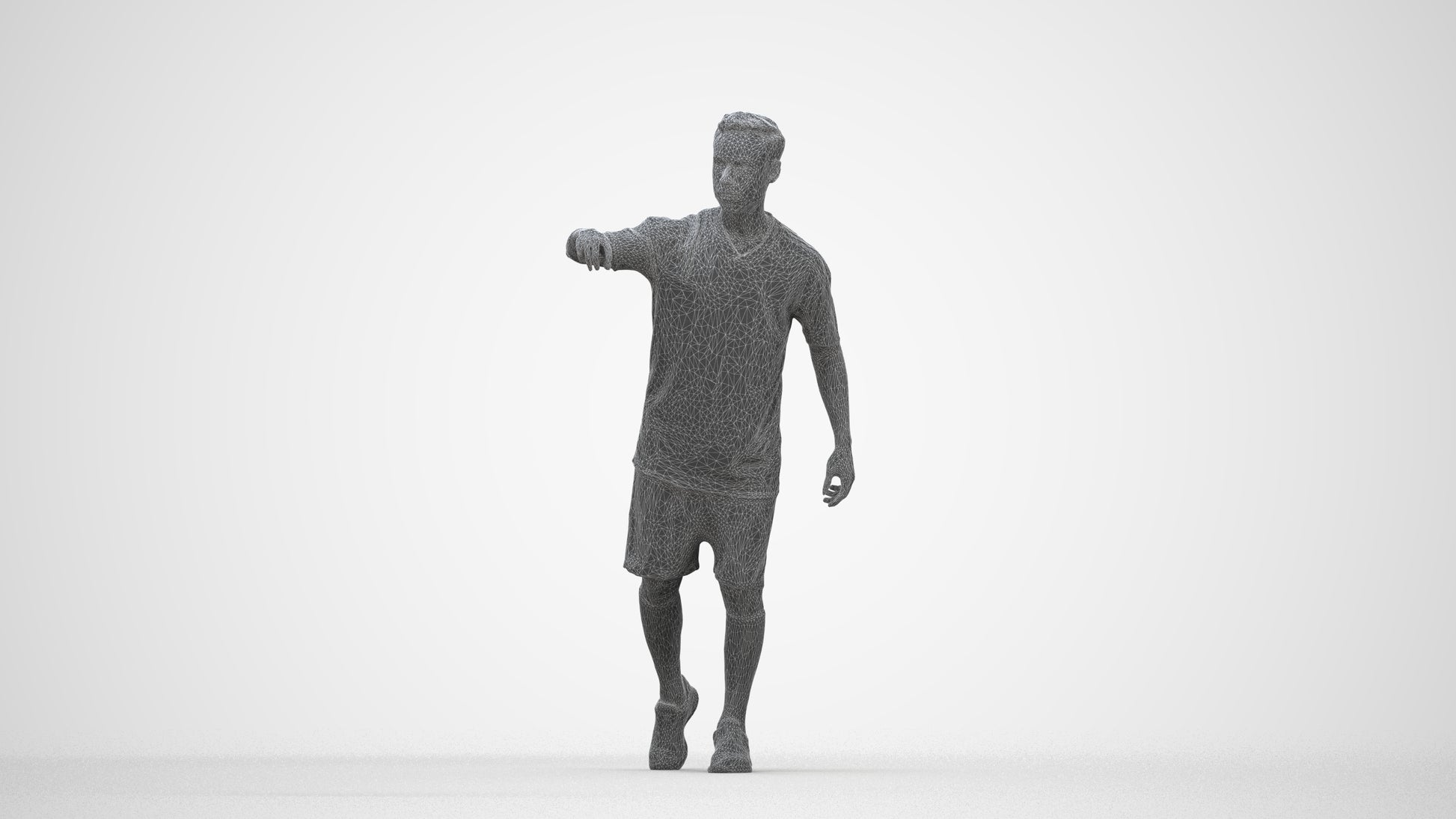 realistic 3D people man sport, render-ready for V-Ray and Corona, FBX OBJ, wireframe back view