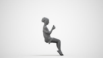 realistic 3D human girl casual kids, archviz people FBX OBJ for Blender, wireframe side view
