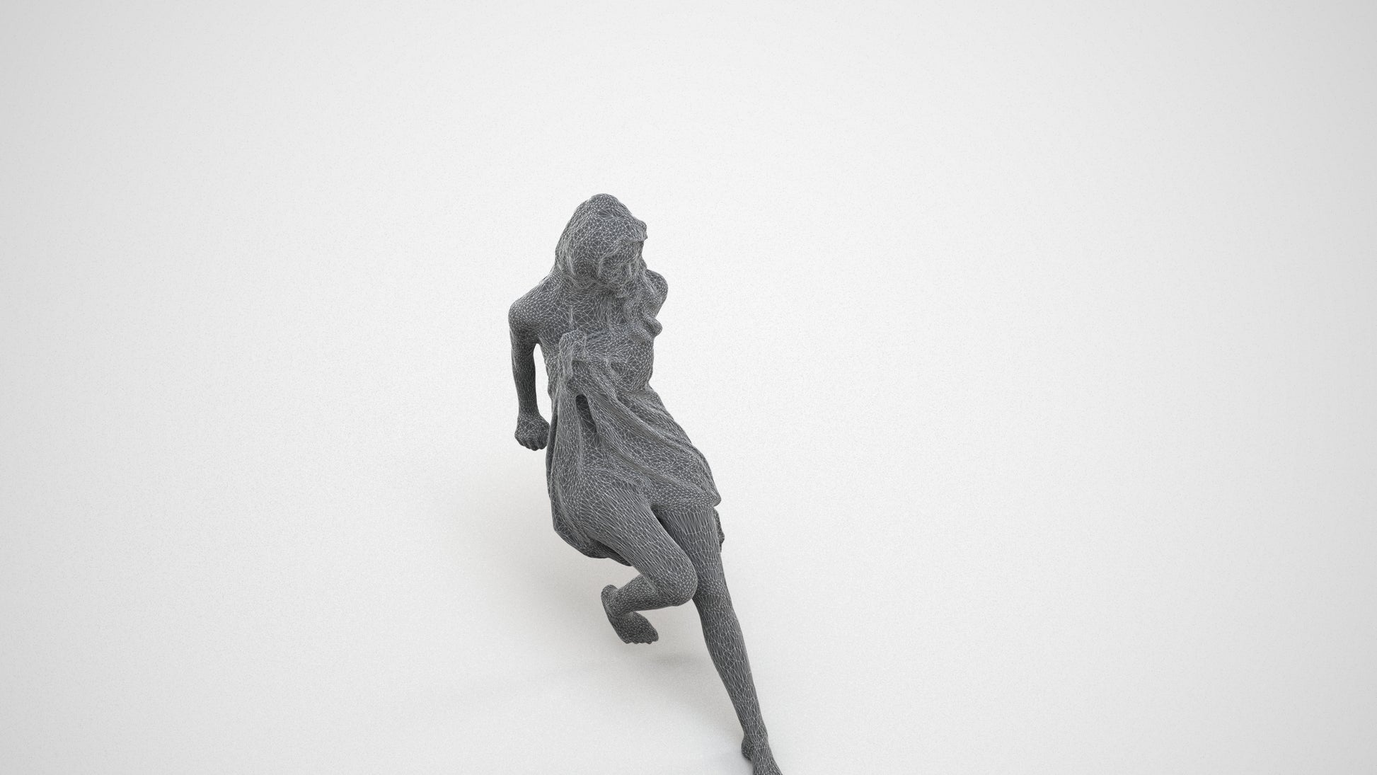 scanned 3D woman pool, photogrammetry people for Enscape and V-Ray, wireframe three-quarter view