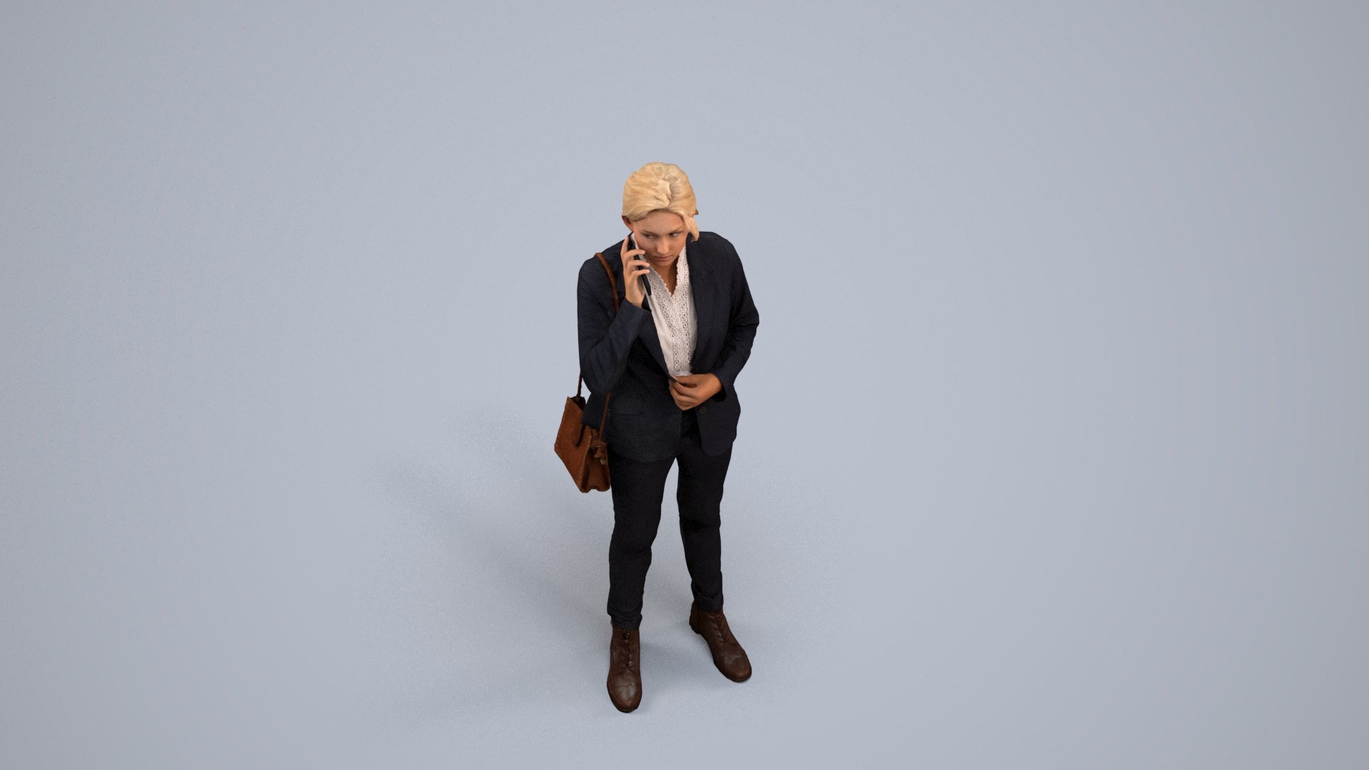 scanned 3D woman business, photogrammetry people for Enscape and V-Ray, back view render