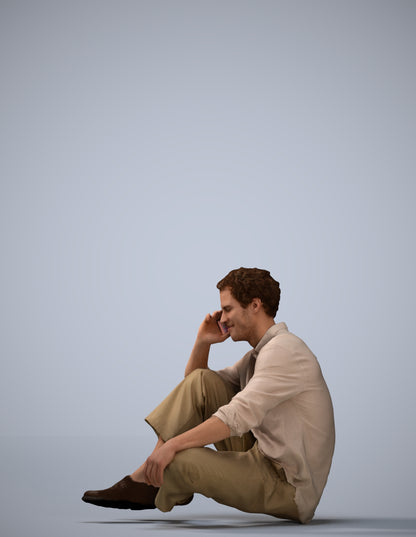 realistic 3D people man casual sitting, render-ready for V-Ray and Corona, FBX OBJ