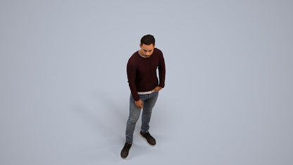 photogrammetry 3D man casual walking, realistic human model archviz FBX, back view render