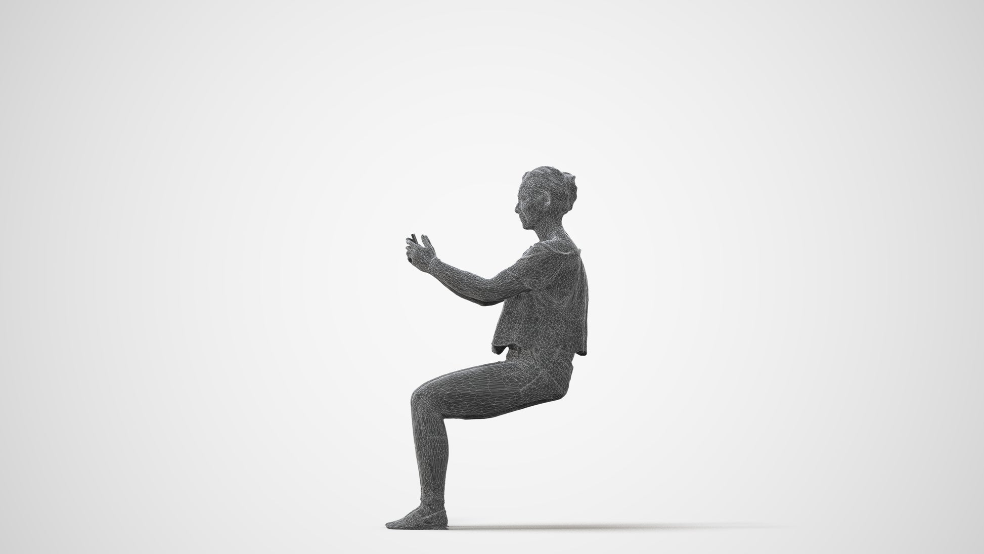 photogrammetry 3D woman casual sitting, realistic human model archviz FBX, square thumbnail
