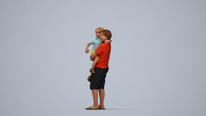 realistic 3D human boy casual kids, archviz people FBX OBJ for Blender, top-down view render