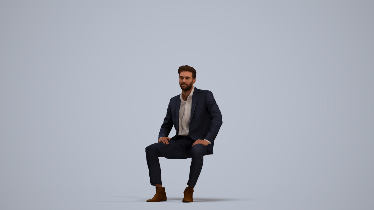 realistic 3D man business pool, scanned archviz people for Blender and 3ds Max, standing pose render