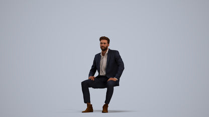 realistic 3D man business pool, scanned archviz people for Blender and 3ds Max, standing pose render