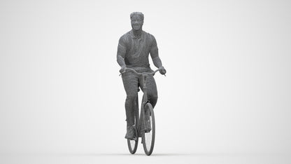 scanned 3D man casual cycling, photogrammetry people for Enscape and V-Ray, wireframe back view