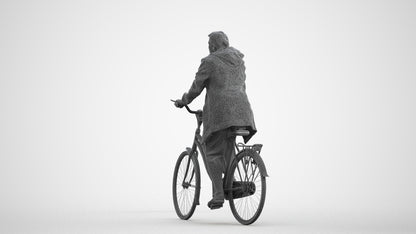 3D people model woman casual cycling, scanned human for 3ds Max rendering, wireframe front view