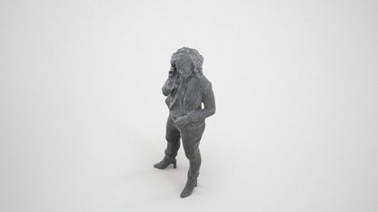 scanned 3D woman business standing, photogrammetry people for Enscape and V-Ray, wireframe three-quarter view