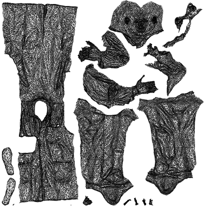 scanned 3D man medical, photogrammetry people for Enscape and V-Ray, wireframe top-down view