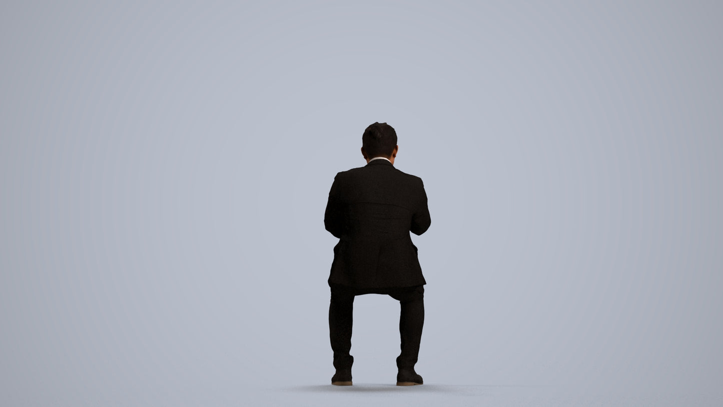 3D people model man business, scanned human for 3ds Max rendering, front view render
