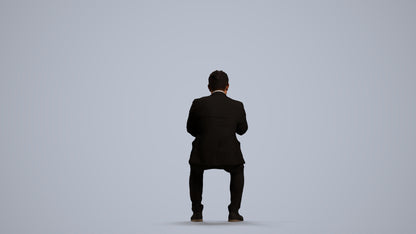 3D people model man business, scanned human for 3ds Max rendering, front view render