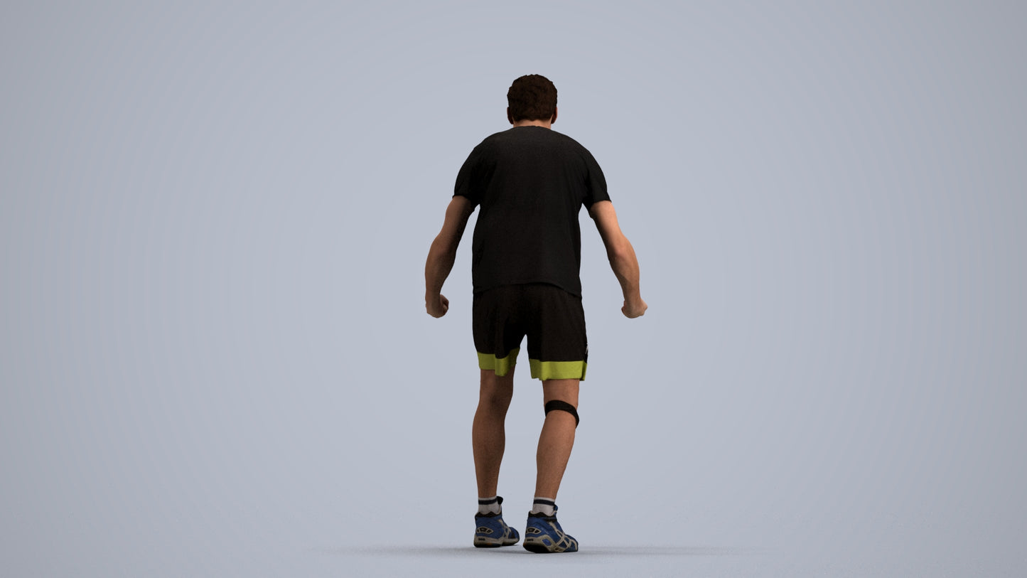 3D human model man sport, photogrammetry scanned person for archviz, front view render