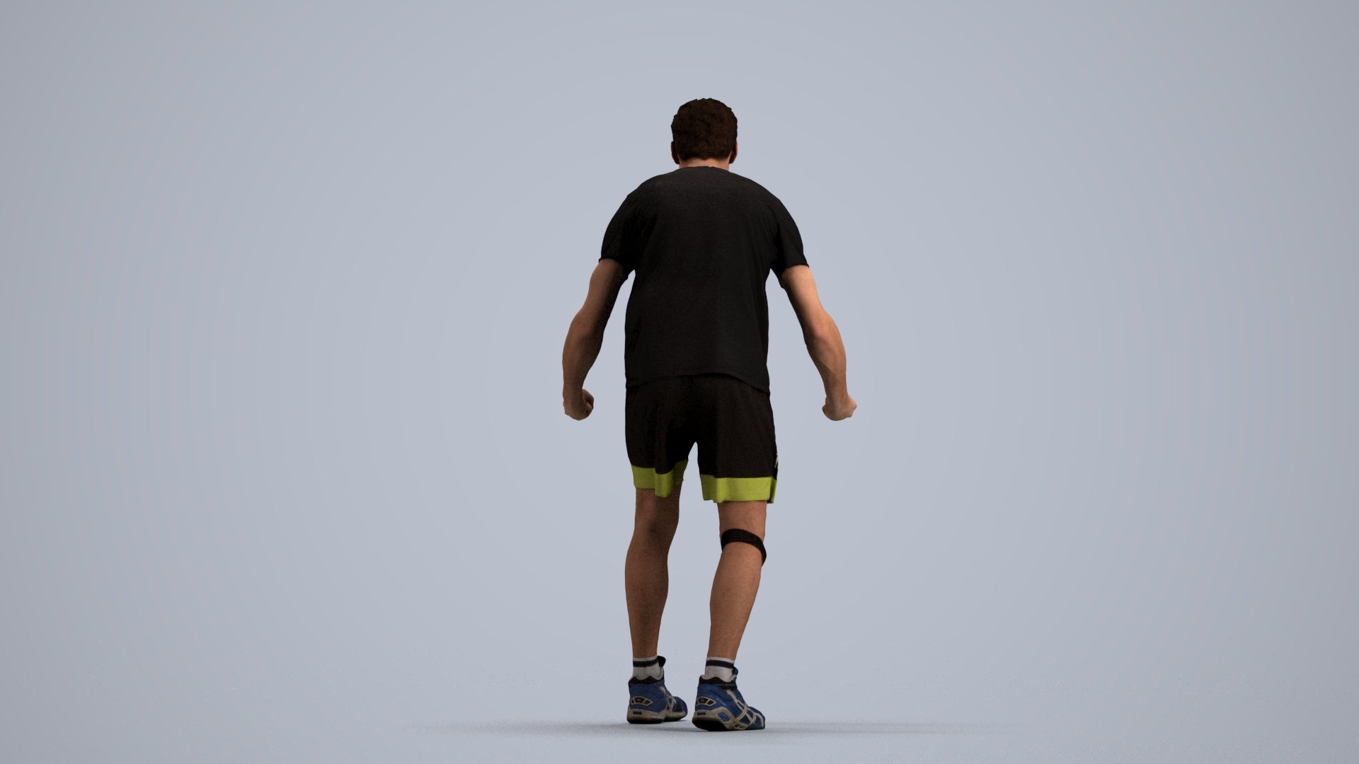 3D human model man sport, photogrammetry scanned person for archviz, front view render