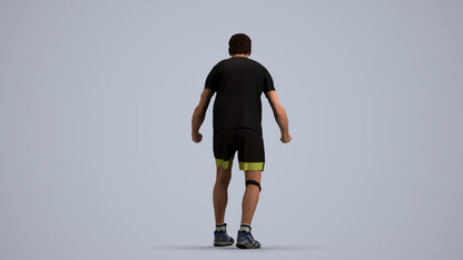 3D human model man sport, photogrammetry scanned person for archviz, front view render