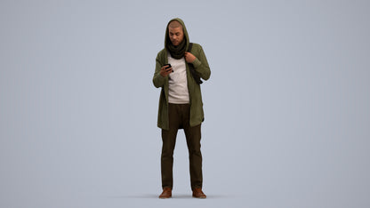 realistic 3D man casual standing, scanned archviz people for Blender and 3ds Max, standing pose render