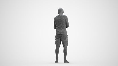 photogrammetry 3D man casual standing, realistic human model archviz FBX, wireframe front view