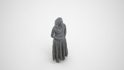3D people model woman casual standing, scanned human for 3ds Max rendering, wireframe three-quarter view