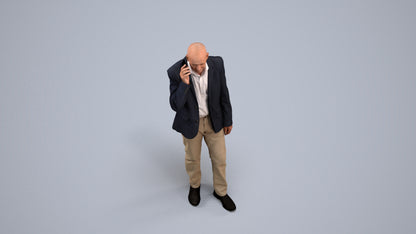 scanned 3D senior man business, photogrammetry people for Enscape and V-Ray, back view render