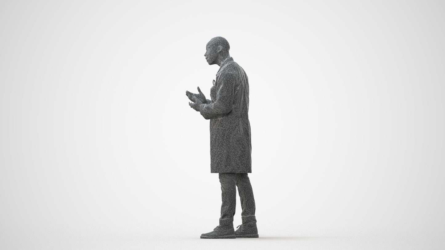 3D scanned man standing, photorealistic archviz people for Enscape and SketchUp, square thumbnail