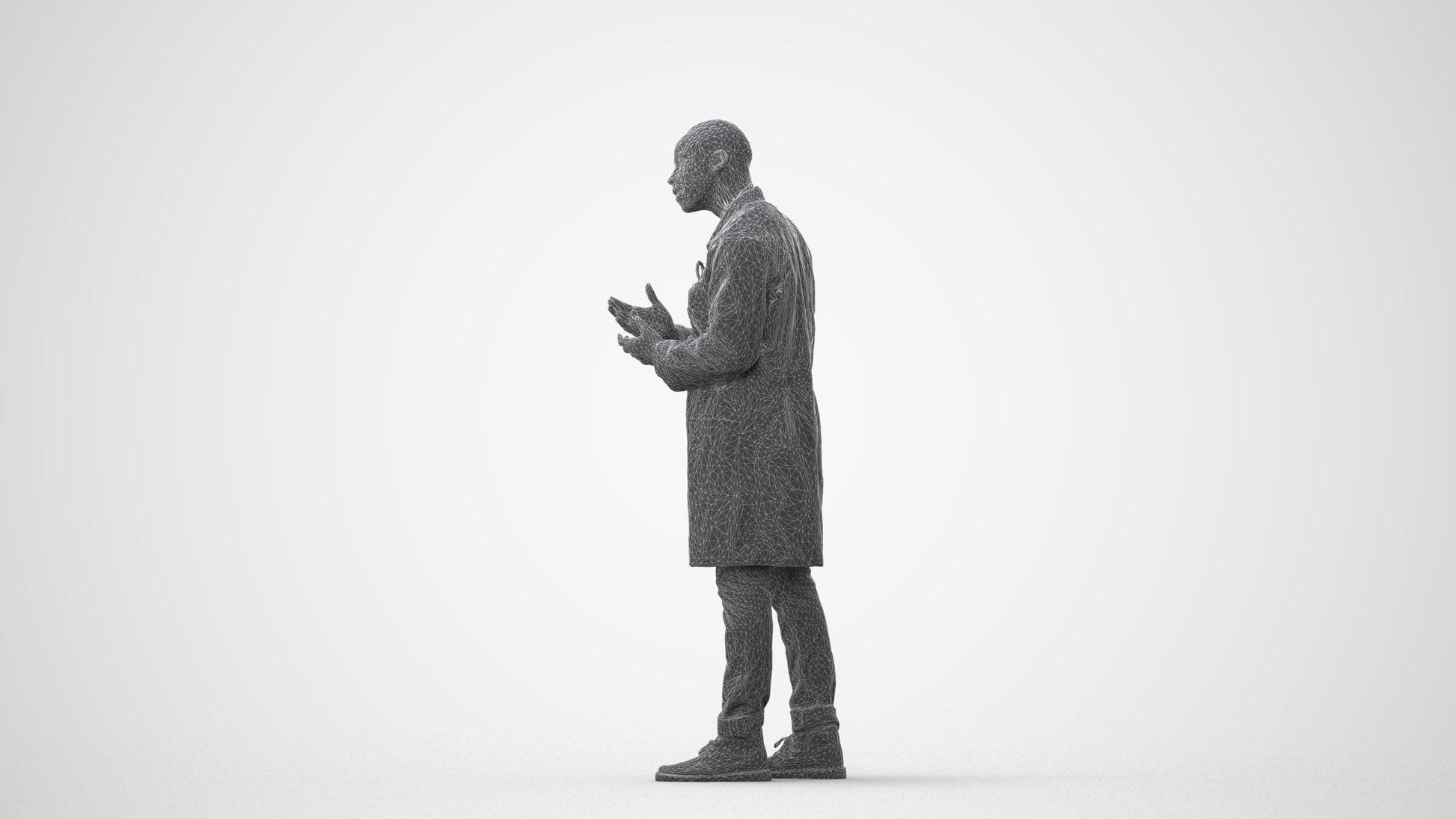 3D scanned man standing, photorealistic archviz people for Enscape and SketchUp, square thumbnail