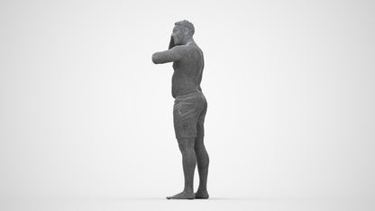 realistic 3D human man pool, archviz people FBX OBJ for Blender, wireframe back view