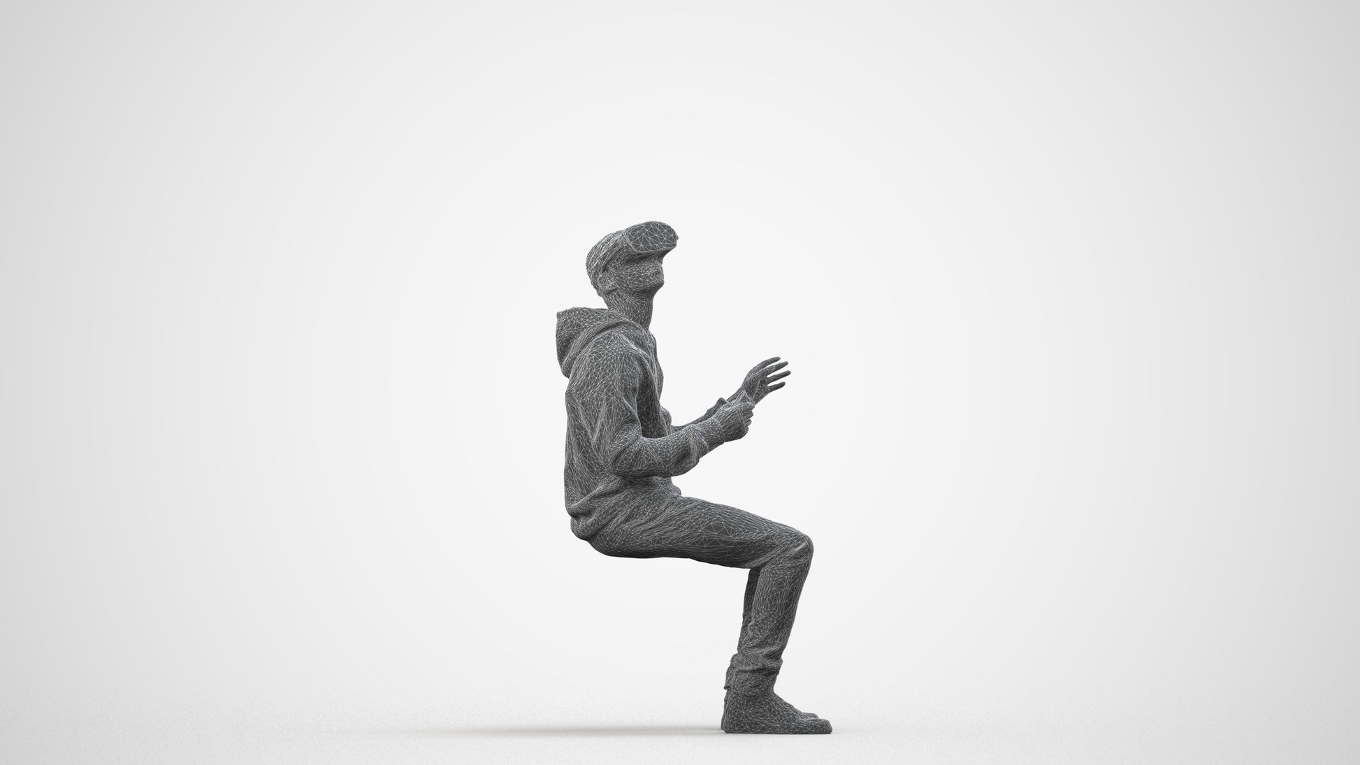 realistic 3D people boy casual kids, render-ready for V-Ray and Corona, FBX OBJ, wireframe side view