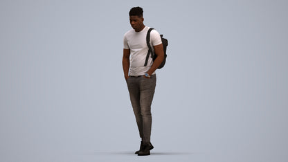 realistic 3D human man casual walking, archviz people FBX OBJ for Blender, standing pose render