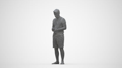 realistic 3D human man standing, archviz people FBX OBJ for Blender, wireframe back view
