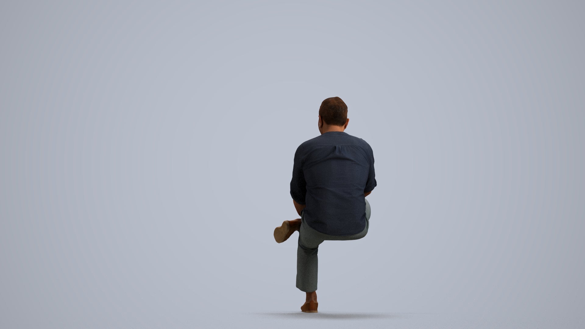 scanned 3D man casual sitting, photogrammetry people for Enscape and V-Ray, front view render