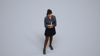realistic 3D woman casual standing, scanned archviz people for Blender and 3ds Max, back view render