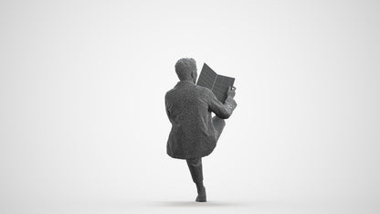 photogrammetry 3D man casual sitting, realistic human model archviz FBX, wireframe front view