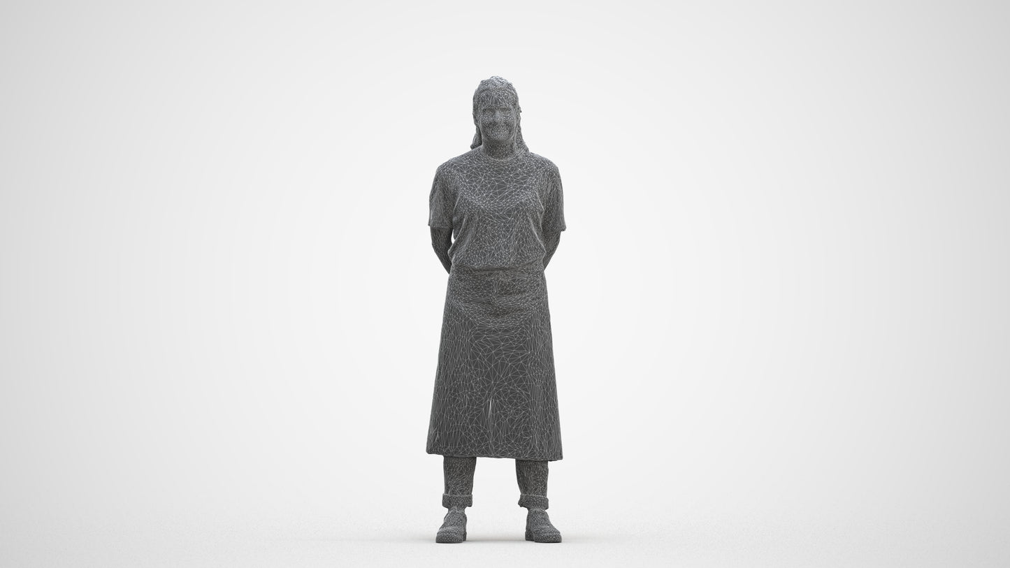 realistic 3D people woman hospitality, render-ready for V-Ray and Corona, FBX OBJ, three-quarter front view render