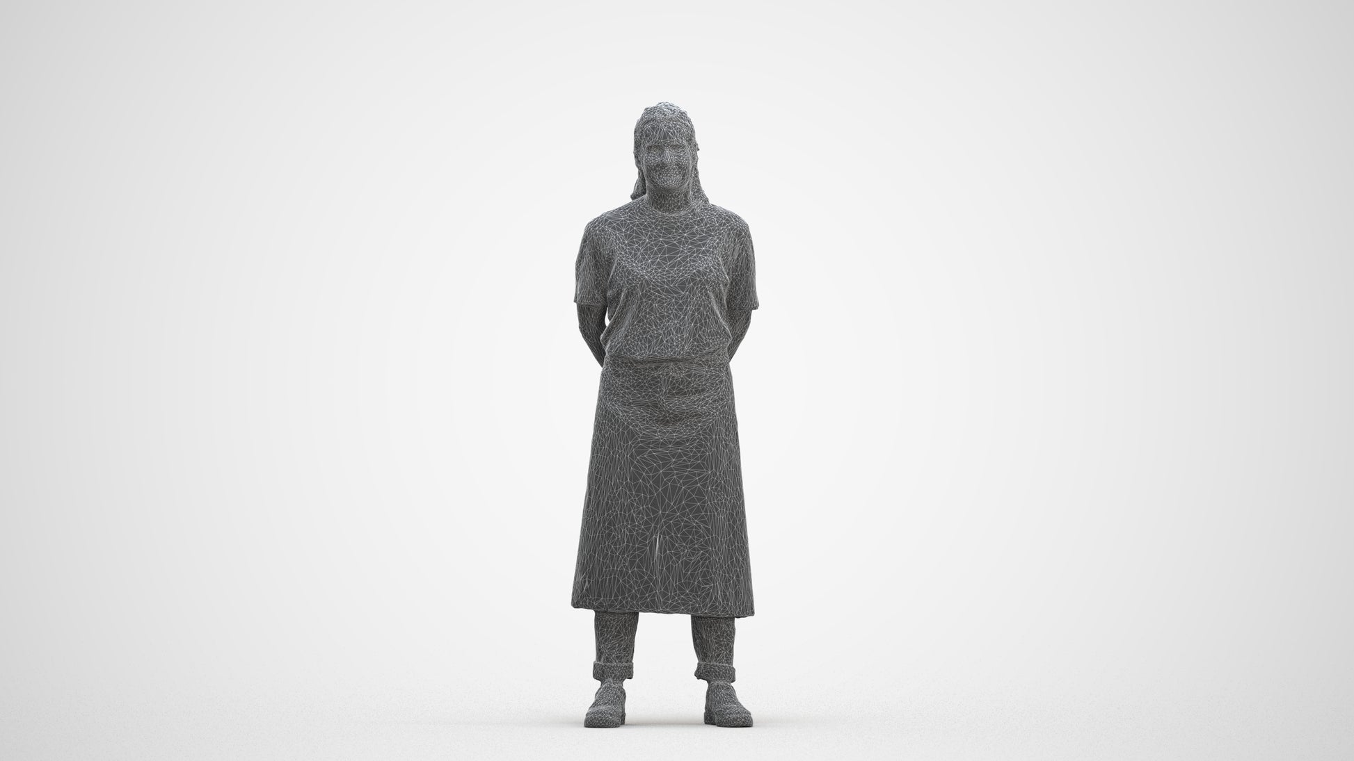 realistic 3D people woman hospitality, render-ready for V-Ray and Corona, FBX OBJ, three-quarter front view render
