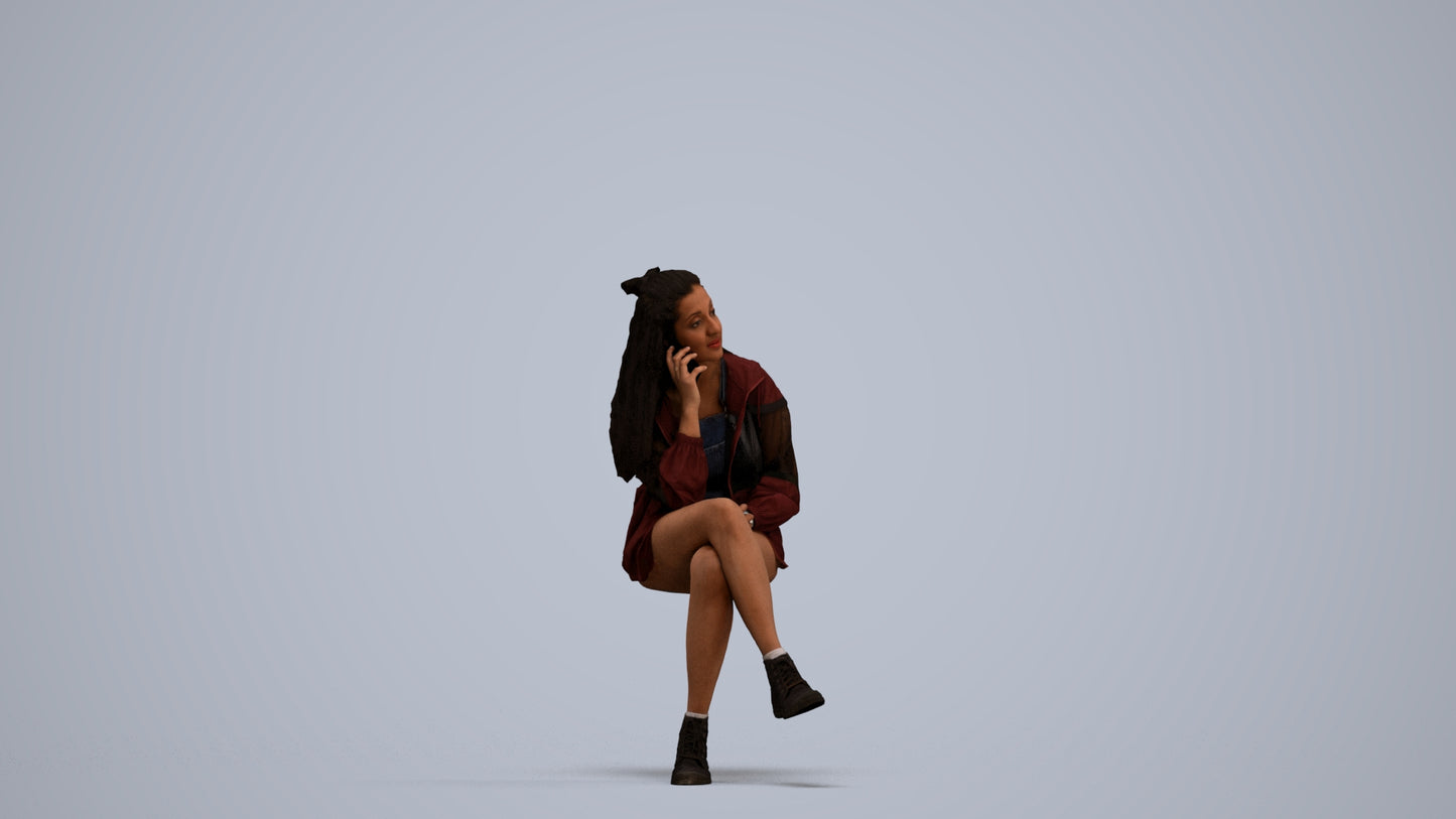 realistic 3D people woman casual sitting, render-ready for V-Ray and Corona, FBX OBJ, standing pose render