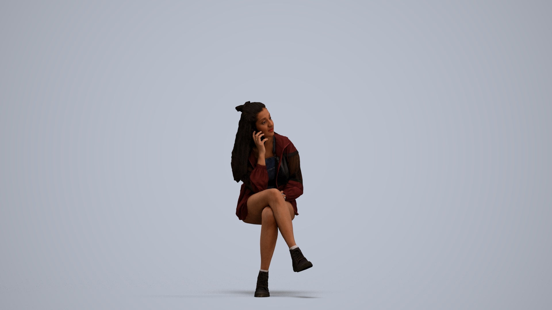 realistic 3D people woman casual sitting, render-ready for V-Ray and Corona, FBX OBJ, standing pose render